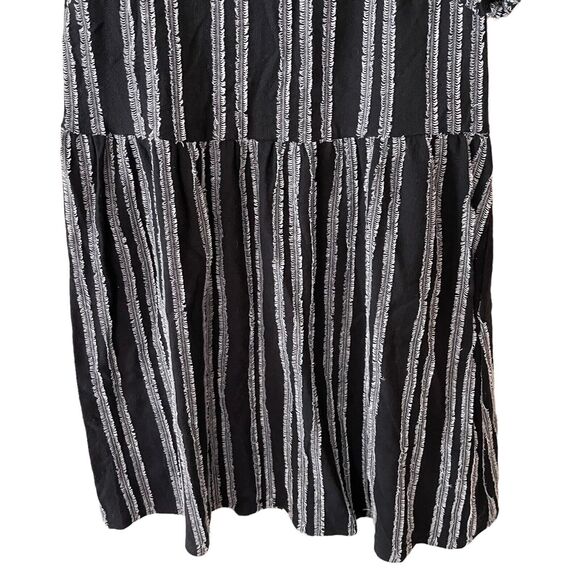 LOFT XS Sheath Dress Puff Short Sleeve Textured Striped Black White - Picture 5 of 10